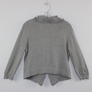 Tabitha Sweaters - π Tabitha Ruffled Gray Open Cardigan Sweater L Tabitha Sweaters - π Tabitha Ruffled Gray Open Cardigan Sweater L